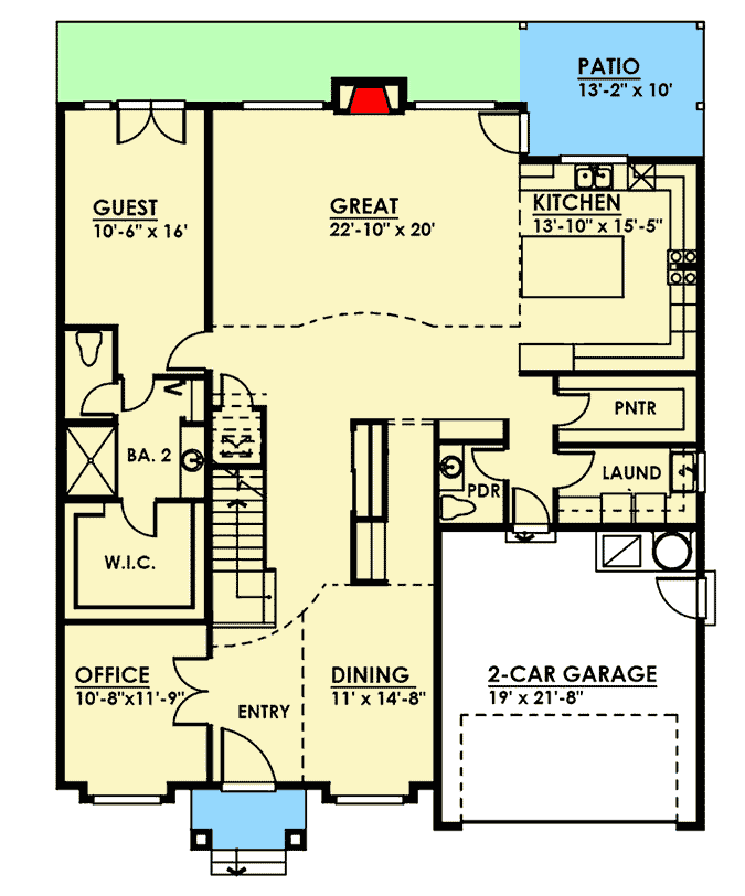 Plan 666010RAF: Lots of Light - Floor Plan - Main Level - Northwest, Prairie