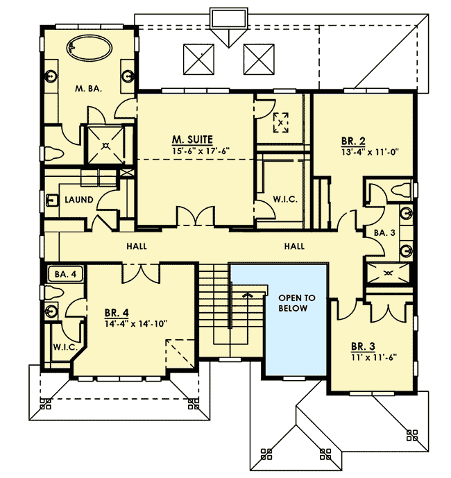 Plan 666011RAF: Prairie-Style House Plan with First Floor Guest Suite - Floor Plan - 2nd Floor - Northwest, Prairie