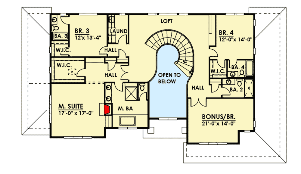 Plan 666019RAF: Modern House Plan with Central Circular Stair - Floor Plan - 2nd Floor - Modern, Northwest