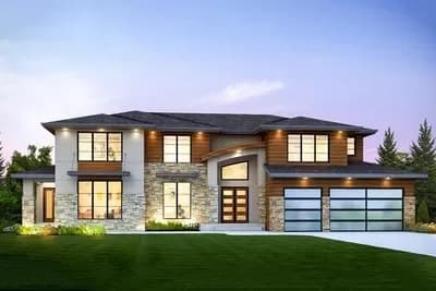 Modern House Plan with Central Circular Stair