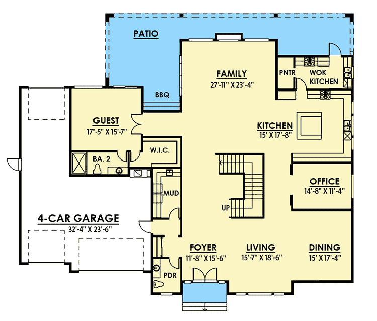 Plan 666024RAF: Modern House Plan with 2-Story Ceilings and Walls of Glass - Floor Plan - Main Level - Contemporary, Modern, Northwest