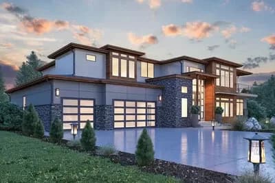 Modern House Plan with 2-Story Ceilings and Walls of Glass