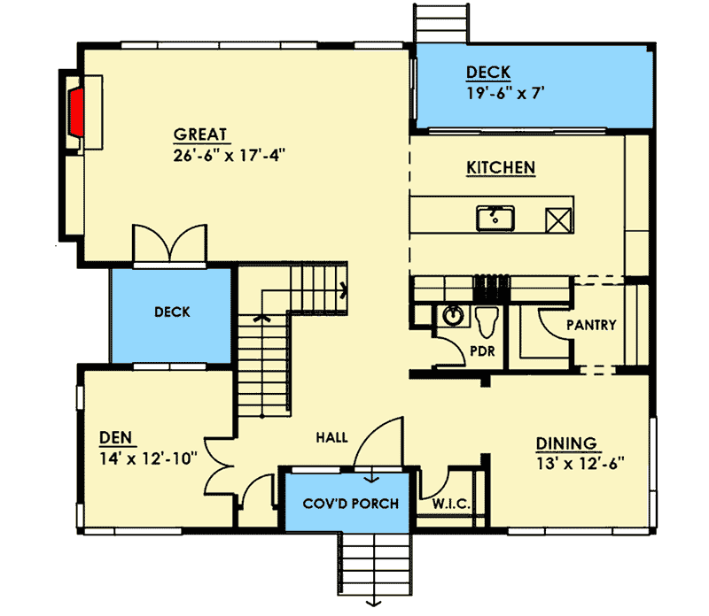 Plan 666028RAF: Bright and Inviting Modern House Plan  - Floor Plan - Main Level - Modern, Northwest