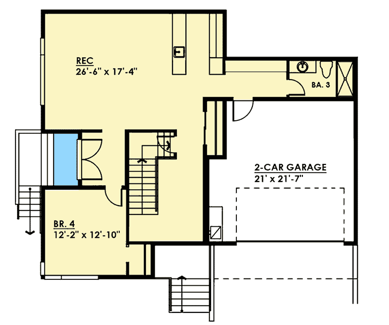 Plan 666028RAF: Bright and Inviting Modern House Plan  - Floor Plan - Lower Level - Modern, Northwest