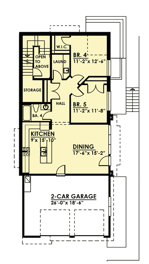 Plan 666029RAF: Light-Filled Contemporary with Two Kitchens for a Rear and Side Sloping Lot - Floor Plan - Lower Level - Contemporary, Modern