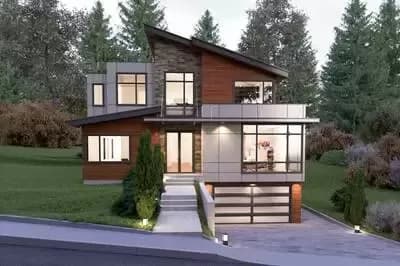Three Level Contemporary House Plan