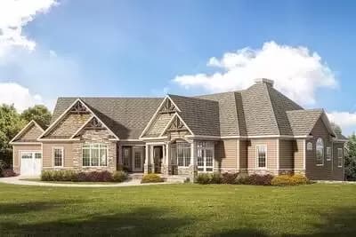 Craftsman Ranch Home Plan with 3-Car Garage