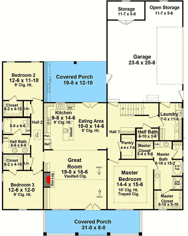 Plan 51183MM: Three-Bed Farmhouse Plan with Open Concept Living - 2107 Sq Ft - Floor Plan - Main Level - Country, Farmhouse, Modern Farmhouse, Ranch