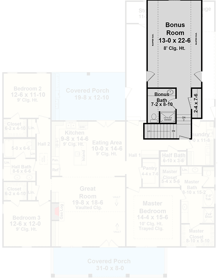 Plan 51184MM: 3-Bed Farmhouse Plan with Bonus Room and Bath Above Garage - Floor Plan - Bonus - Cottage, Farmhouse, Modern Farmhouse, Ranch, Southern