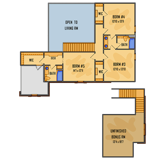 Plan 510034WDY: Stylish Five Bedroom Southern House Plan - Floor Plan - 2nd Floor - European, French Country, Southern