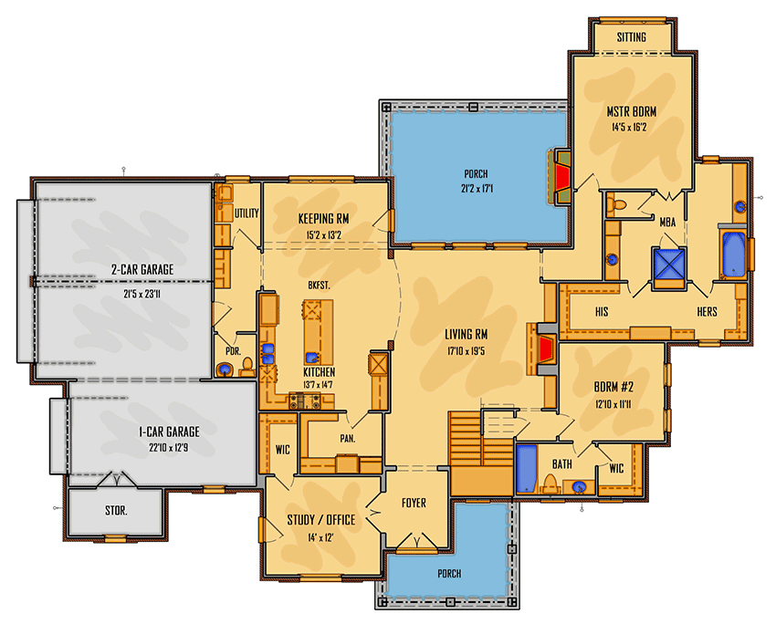Plan 510039WDY: Versatile Transitional Southern House Plan - Floor Plan - Main Level - Acadian, European, French Country, Louisiana-Style, Southern, Transitional