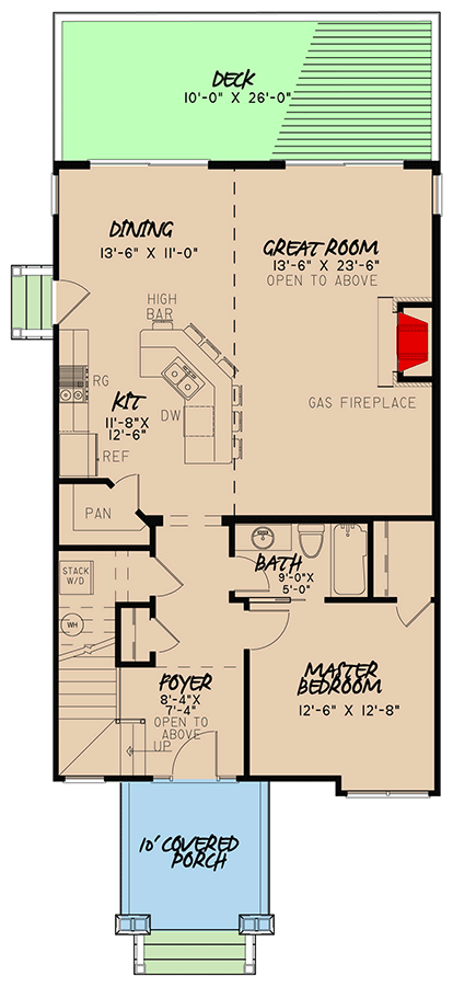 Plan 70583MK: Eclectic 3-Bed Cottage House Plan with Sleeping Loft - 1706 Sq Ft - Floor Plan - Main Level - Cottage, Craftsman, Mountain, Vacation