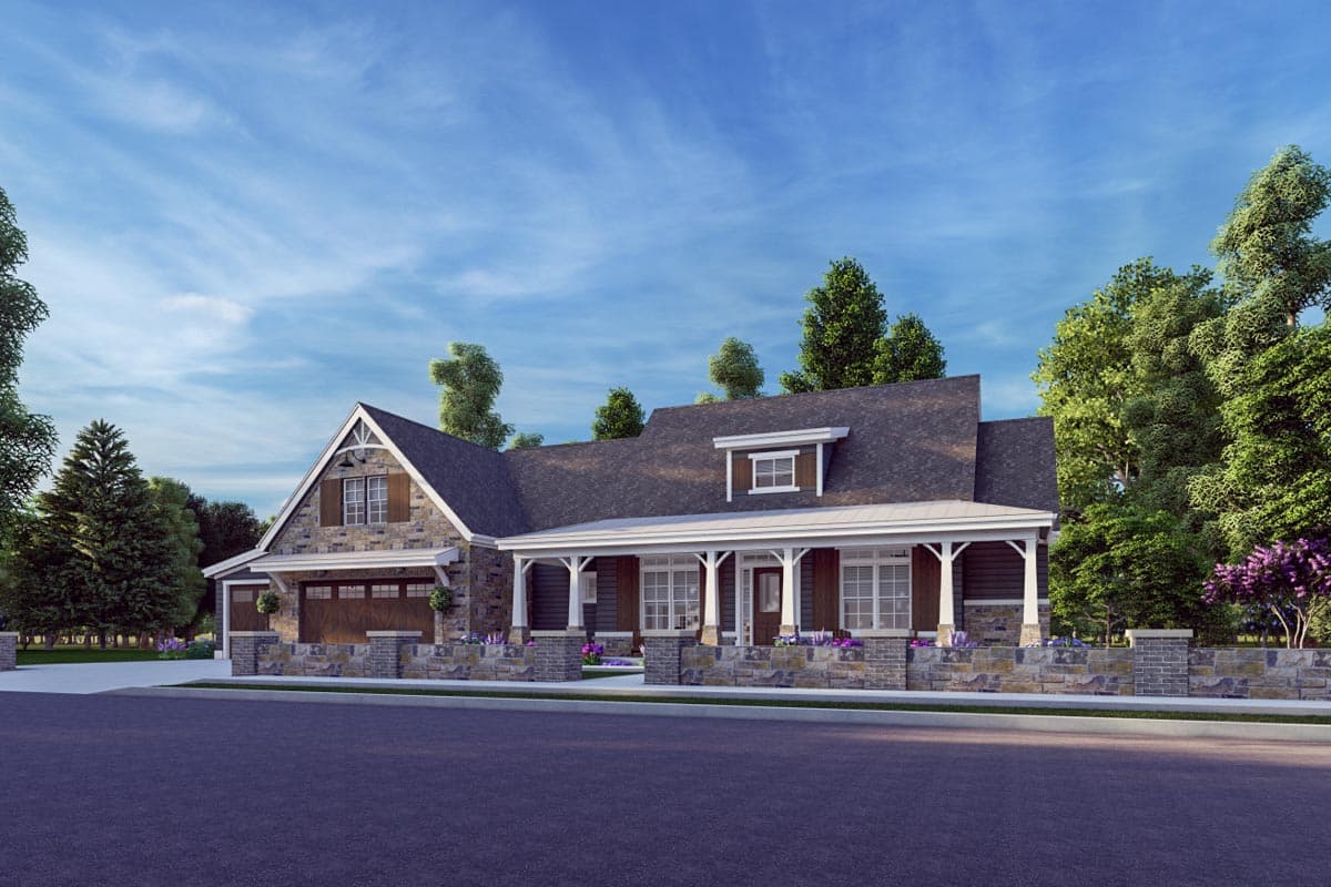 Plan 64466SC: Rustic Farmhouse with Optional Finished Lower Level and Bonus - 2593 Sq Ft - Image #7 - Country, Craftsman, Farmhouse, Hill Country, Ranch, Rustic