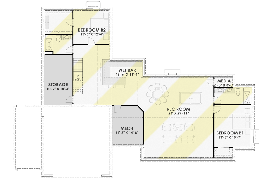 Plan 64466SC: Rustic Farmhouse with Optional Finished Lower Level and Bonus - 2593 Sq Ft - Floor Plan - Optionally Finished Basement - Country, Craftsman, Farmhouse, Hill Country, Ranch, Rustic