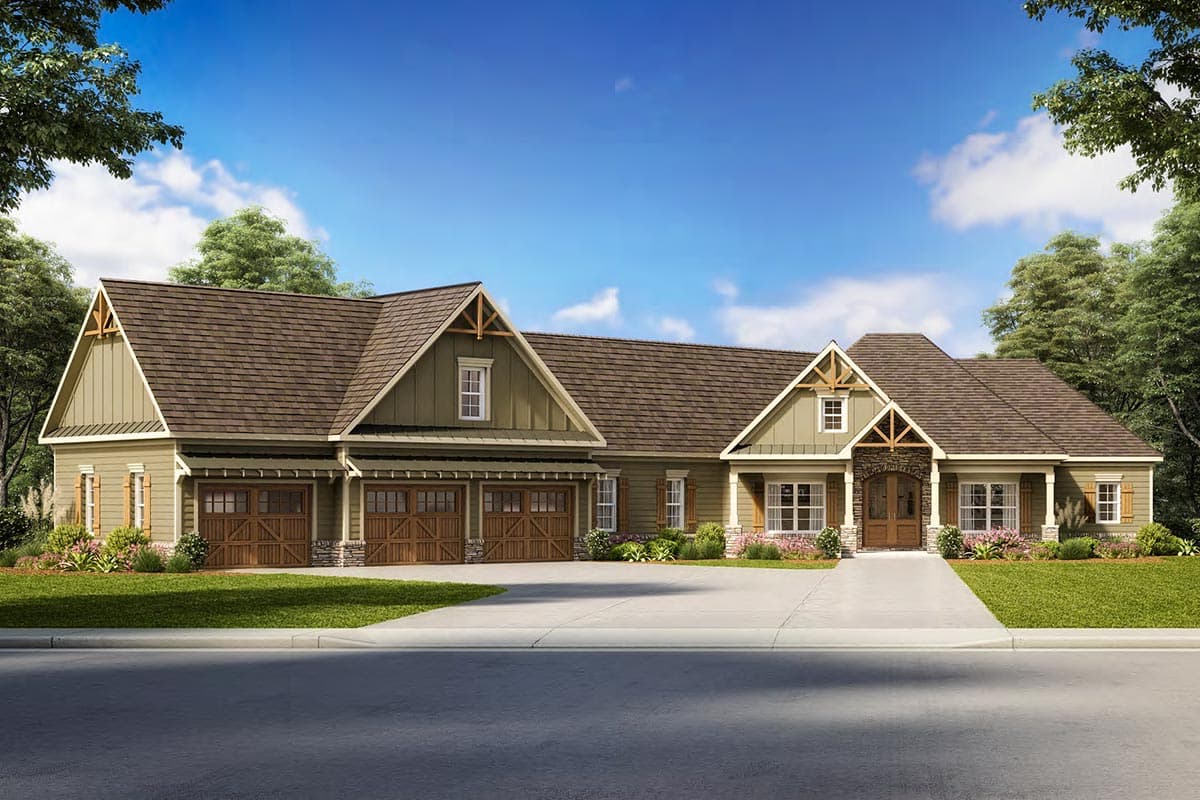Plan 360012DK: Charming 4-Bed Country Craftsman Home with Bonus Over Garage - 3204 Sq Ft - Image #4 - Country, Craftsman, Ranch