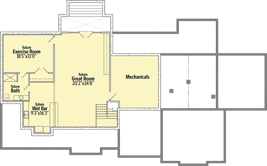 Plan 77638FB: Roomy Craftsman with Room for Expansion - Floor Plan - Basement - Country, Craftsman, New American, Northwest