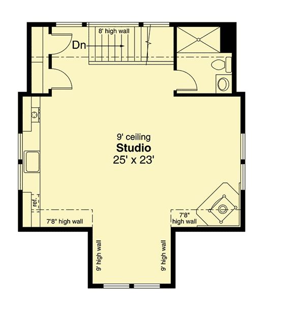 Plan 72909DA: Flexible 2-Car Detached Garage Plan with 629 Sq Ft Studio Above - Floor Plan - 2nd Floor - Carriage