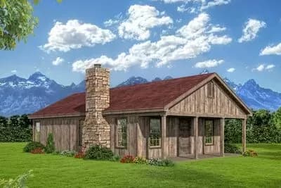 2-Bed Rustic Cottage House Plan - 1000 Sq Ft
