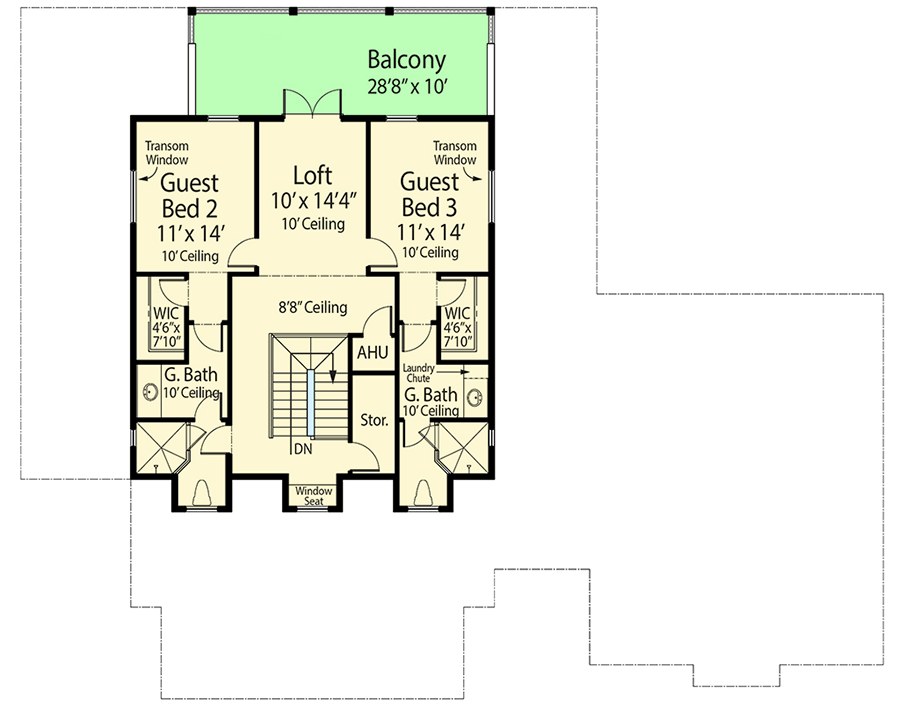Plan 33206ZR: 3500 Square Foot Contemporary Coastal House Plan with 3-Car Garage - Floor Plan - 2nd Floor - Coastal, Coastal Contemporary, Contemporary, Florida-Style, New American, Southern