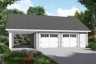 Detached Garage Plan with Carport