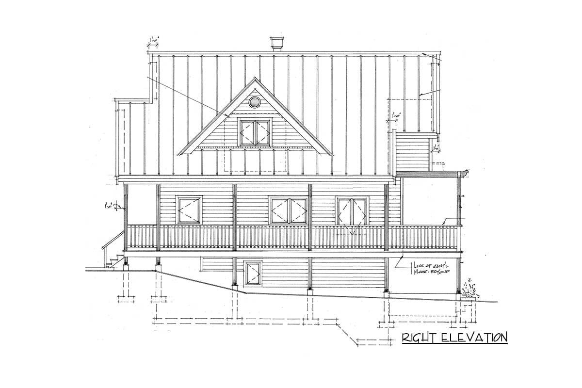 Plan 9843SW: 3-Bed Cottage Escape with Upstairs Master Balcony - Image #5 - Cabin, Cottage, Country, Mountain, Rustic, Vacation