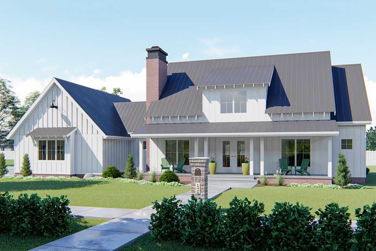 Plan 62736DJ: 4-Bed Modern Farmhouse with Double-Sided Interior Fireplace - Image #6 - Country, Farmhouse, Modern Farmhouse, Southern, Traditional