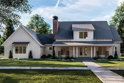 4-Bed Modern Farmhouse with Double-Sided Interior Fireplace