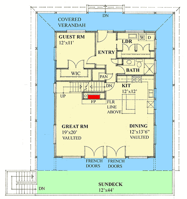 Plan 9844SW: Country Farmhouse Plan with Wrap-Around Porch - Floor Plan - Main Level - Cottage, Country, Mountain