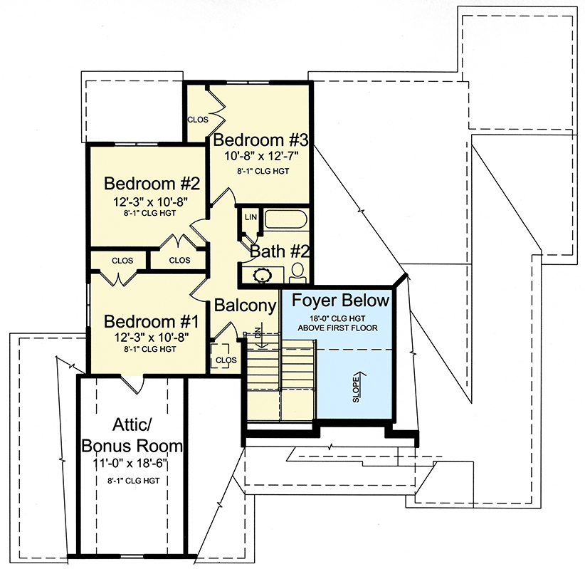 Plan 39267ST: 4-Bed House Plan with Kids' Rooms and Bonus Upstairs - Floor Plan - 2nd Floor - Cottage, Craftsman, Northwest
