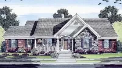 One Level Traditional House Plan