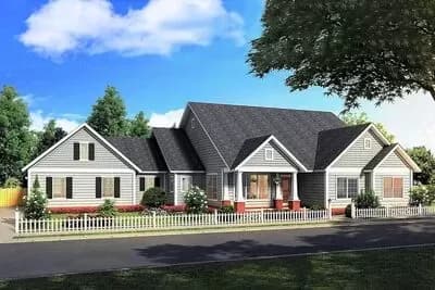 Country Home Plan with Bonus room and Split Bedroom Layout