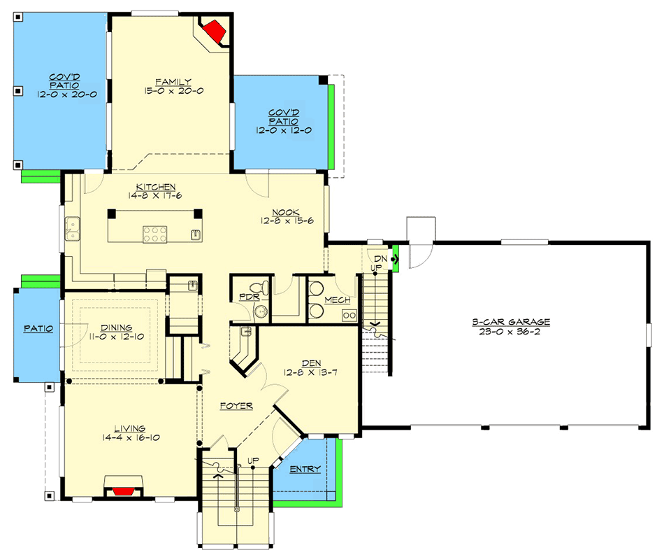 Plan 23745JD: Distinctive Traditional House Plan - Floor Plan - Main Level - Northwest, Shingle, Traditional