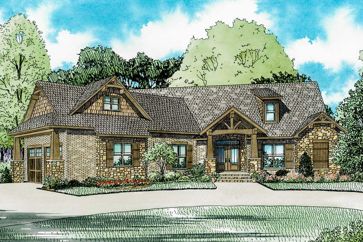 Plan 60711ND: 3-Bed Rugged Home Plan with Split Bedroom Layout - 2768 Sq Ft - Image #30 - Craftsman, Hill Country, Mountain, Northwest, Ranch, Rustic