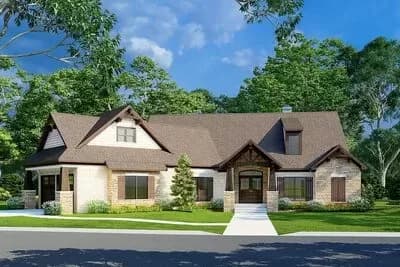 3-Bed Rugged Home Plan with Split Bedroom Layout - 2768 Sq Ft