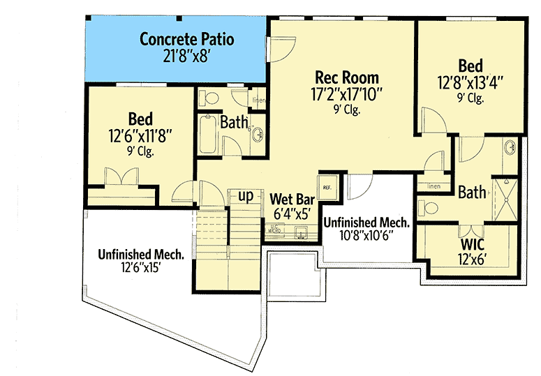 Plan 24378TW: 3-Bed House Plan for the Rear Sloping Lot with Views - Floor Plan - Lower Level - Country, Craftsman, Mountain, Northwest