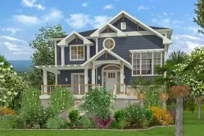4-Bed Beach Craftsman House Plan with Outdoor Spaces in Back
