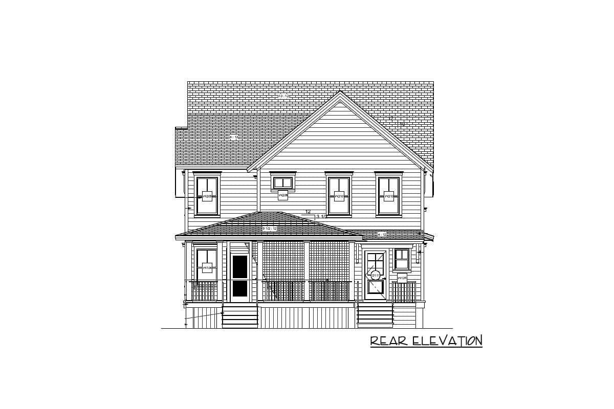 Plan 765001TWN: Craftsman Cottage House Plan with L-Shaped Porch in Back - 2880 Sq Ft - Image #38 - Bungalow, Cottage, Country, Craftsman, Traditional