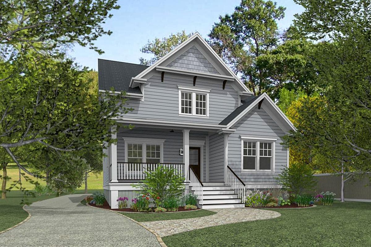 Plan 765001TWN: Craftsman Cottage House Plan with L-Shaped Porch in Back - 2880 Sq Ft - Image #20 - Bungalow, Cottage, Country, Craftsman, Traditional