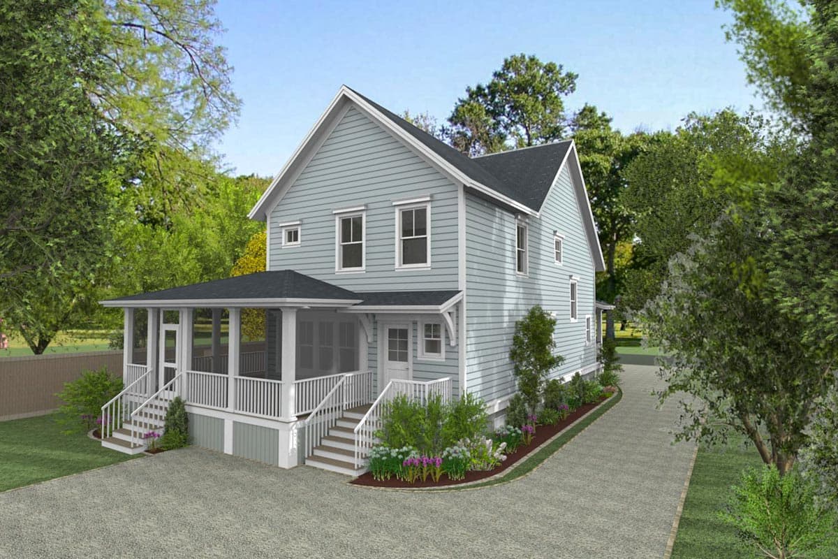 Plan 765001TWN: Craftsman Cottage House Plan with L-Shaped Porch in Back - 2880 Sq Ft - Image #22 - Bungalow, Cottage, Country, Craftsman, Traditional