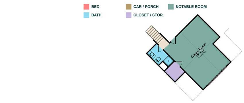 Plan 86302HH: House Plan with Angled Garage with Game Room Above - Floor Plan - 2nd Floor - Craftsman, European, Shingle