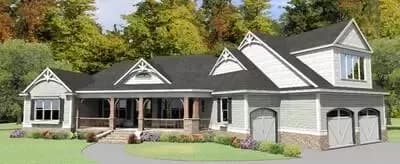 House Plan with Angled Garage with Game Room Above