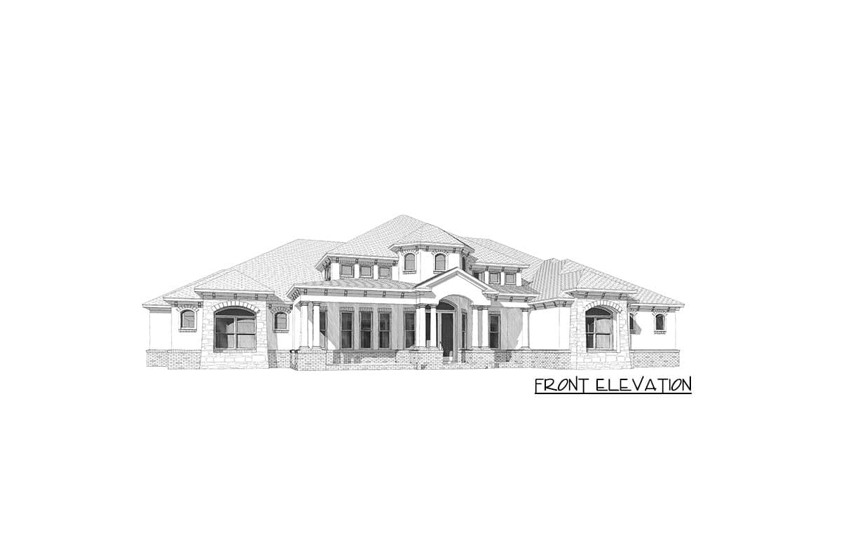 Plan 86305HH: One-Story House Plan with Octagonal Study and Exercise Room with Full Bath - Image #52 - Florida-Style, Mediterranean, Spanish, Transitional
