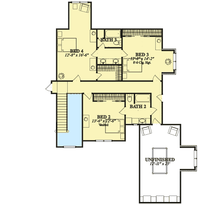 Plan 86307HH: 2-Story Open Concept Ranch Home Plan - Floor Plan - 2nd Floor - Traditional