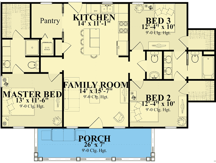 Plan 86306HH: Economical Country House Plan - Floor Plan - Main Level - Cottage, Country, Southern