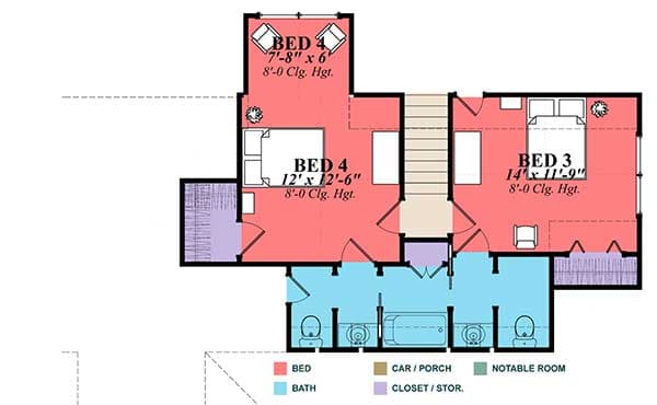 Plan 86308HH: Traditional 4-Bedroom Country Style Home Plan  - Floor Plan - 2nd Floor - Country, Traditional