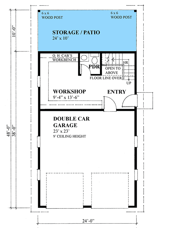 Plan 9846SW: Detached Garage with Workshop and Loft - Floor Plan - Main Level