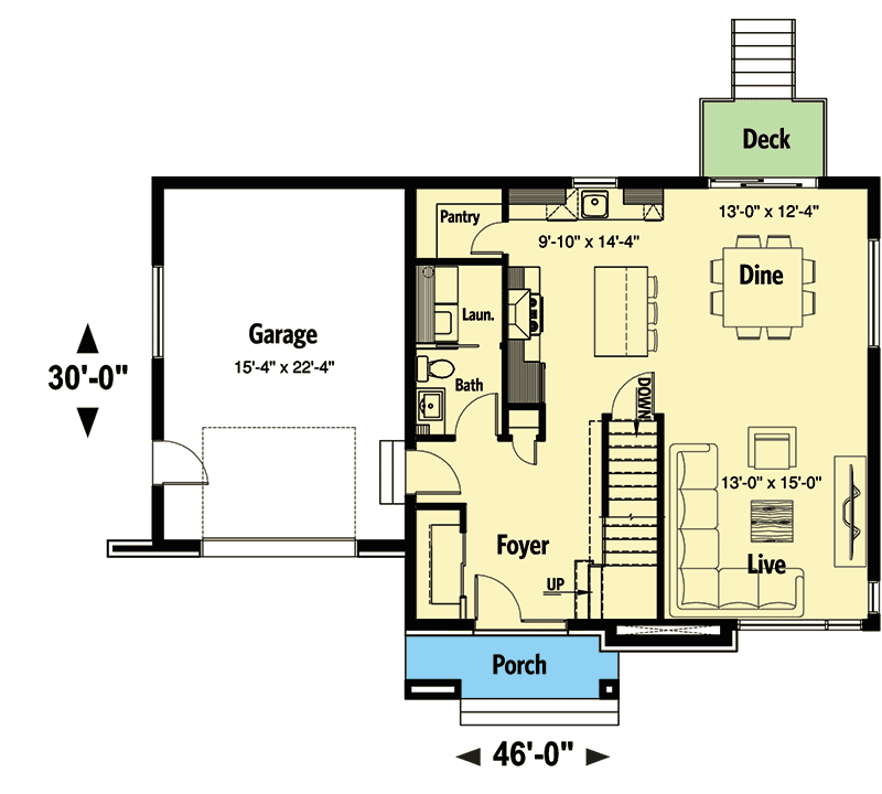 Plan 22502DR: Contemporary Prairie Style House Plan - Floor Plan - Main Level - Northwest, Prairie