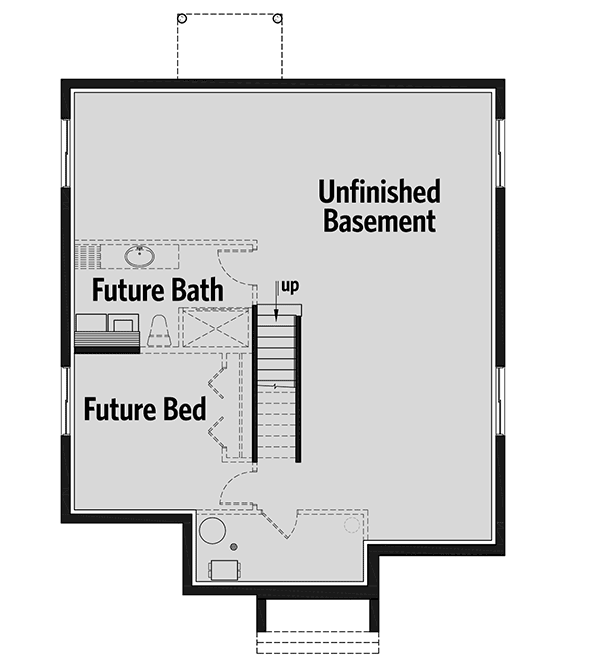 Plan 22509DR: Modern House Plan with 2-Beds and 2-Sided Fireplace - Floor Plan - Lower Level - Contemporary, Modern, Northwest