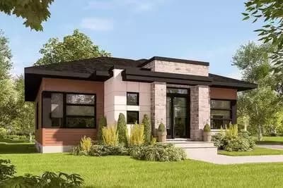 Modern House Plan with 2-Beds and 2-Sided Fireplace