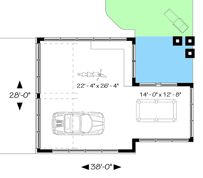 Plan 22506DR: Detached Garage or Man Cave - You Choose - Floor Plan - Main Level - Carriage